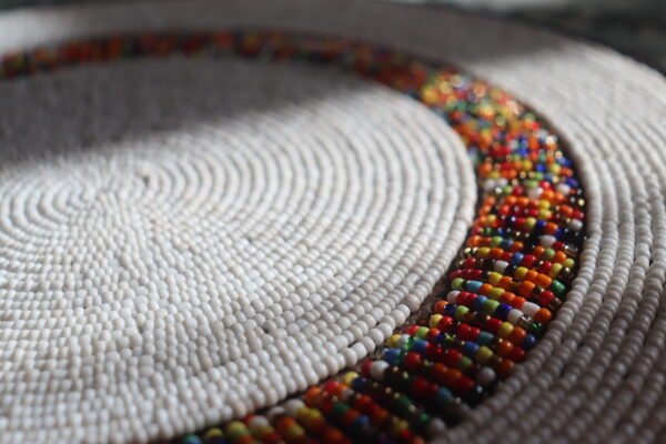 Unique 13-Inch White Patterned Beaded Placemat Unique 13-Inch White Patterned Beaded Placemat