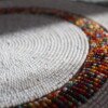 Unique 13-Inch White Patterned Beaded Placemat