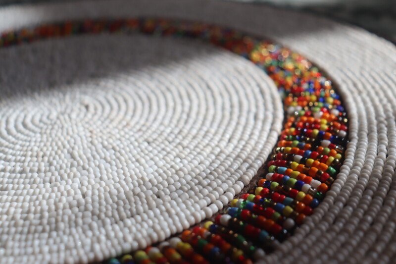 Unique 13-Inch White Patterned Beaded Placemat