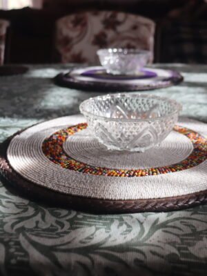 Unique 13-Inch White Patterned Beaded Placemat Unique 13-Inch White Patterned Beaded Placemat