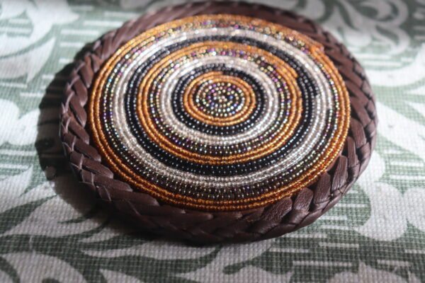 Brown & Silver Harmony Beaded Coaster - African Artisan Elegance