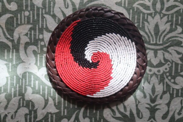 Red, Black & White Beaded Coaster - Handcrafted Design Red, Black & White Beaded Coaster - Handcrafted Design
