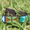 Green Beaded Dog Collar - Handmade Leather with Maasai Beadwork Green Beaded Dog Collar - Handmade Leather with Maasai Beadwork