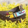 Yellow and Blue Multicolored Beaded Dog Collar - Handmade Leather with Maasai Beads