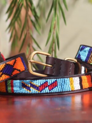 Set of 3 Beaded Dog Collars - Handmade Maasai Leather Collection