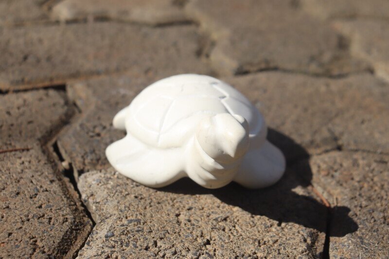 4-inch white soapstone turtle