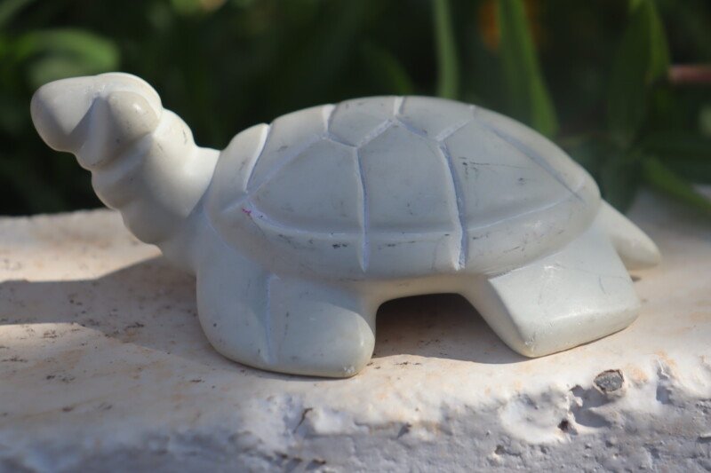 4-inch white soapstone turtle