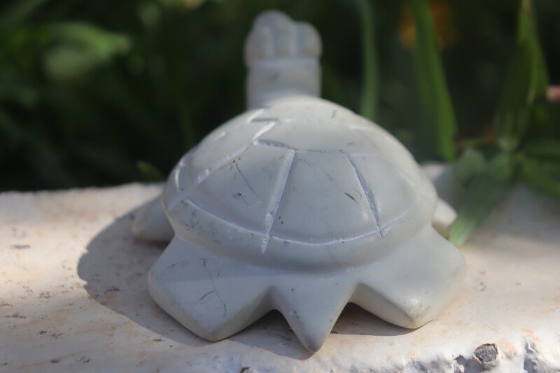 4-inch white soapstone turtle