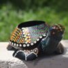 Polka dot multicolored soapstone turtle candle holder