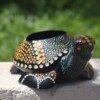 Polka dot multicolored soapstone turtle candle holder