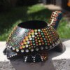 Polka dot multicolored soapstone turtle candle holder