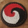 Red, Black & White Beaded Coaster - Handcrafted Design