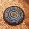 Blue Beaded Coaster - Elegant African Handcrafted Table Accent Blue Beaded Coaster - Elegant African Handcrafted Table Accent