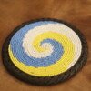 Yellow, Blue & White Beaded Coaster – Handcrafted African Elegance Yellow, Blue & White Beaded Coaster – Handcrafted African Elegance