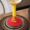 Hand-Beaded Yellow and Red Wine Glass – Handmade