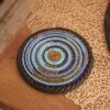 Blue Beaded Coaster - Elegant African Handcrafted Table Accent Blue Beaded Coaster - Elegant African Handcrafted Table Accent