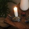 Polka dot multicolored soapstone turtle candle holder