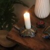 Polka dot multicolored soapstone turtle candle holder