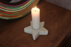 Star shaped soapstone candle holder