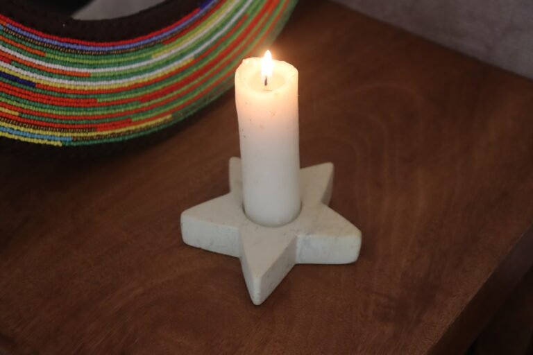 Star shaped soapstone candle holder