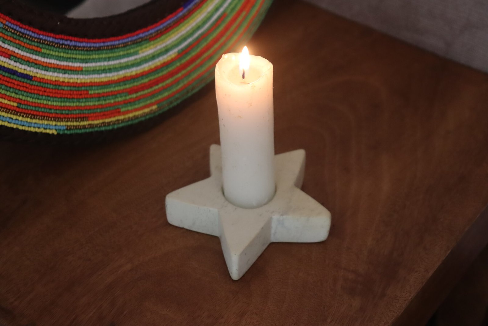 Star shaped soapstone candle holder