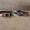 Set of 2 Beaded Dog Collars - White & Orange Handmade Leather