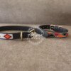 Set of 2 Beaded Dog Collars - White & Orange Handmade Leather