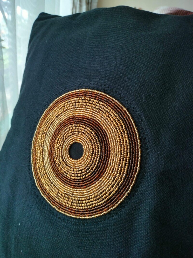 Elegant black beaded pillow cover Elegant black beaded pillow cover