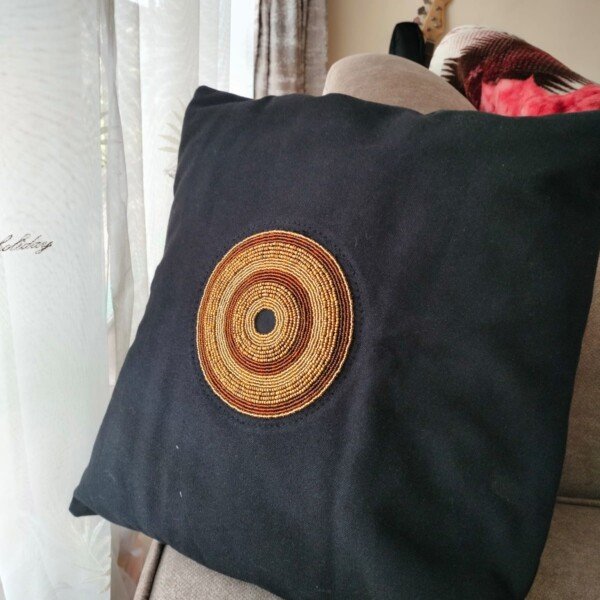 Elegant black beaded pillow cover