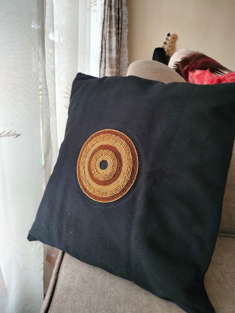 Elegant black beaded pillow cover Elegant black beaded pillow cover