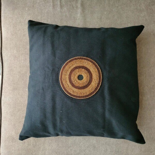 Elegant black beaded pillow cover