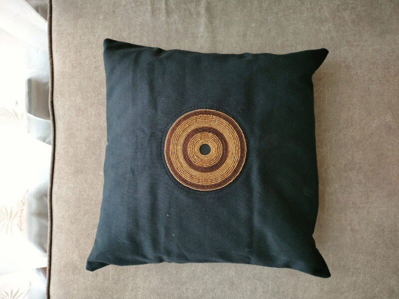 Elegant black beaded pillow cover Elegant black beaded pillow cover