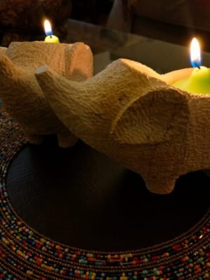 Textured elephant soapstone candle holder