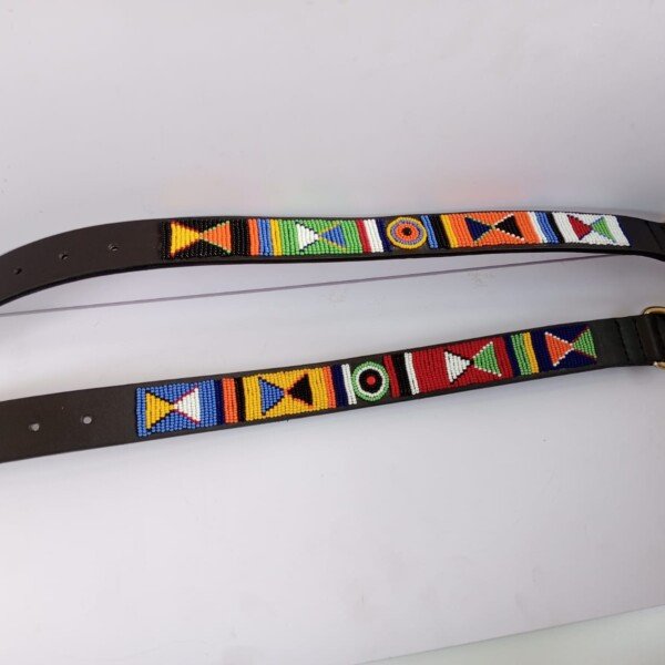Multicolored Beaded Leather Dog Collar - Handcrafted African Design