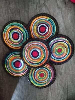 Maasai Heritage Coasters - Multicolor Beaded Table Coasters Maasai Heritage Coasters - Multicolor Beaded Table Coasters