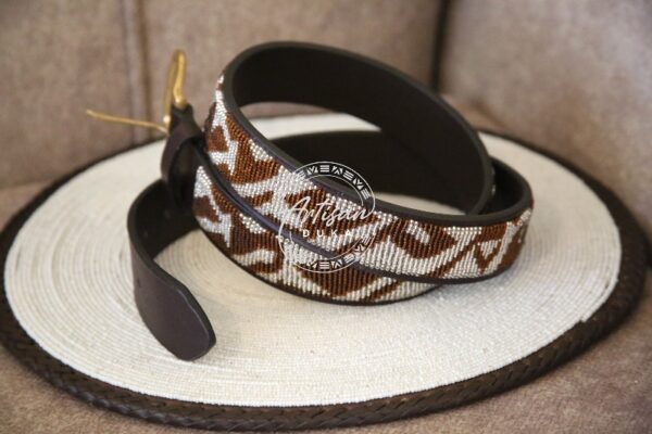 Earth Tone Beaded Leather Belt Earth Tone Beaded Leather Belt