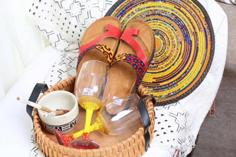 Red and Yellow Ankara Cork Sandals - Handmade African Print Slides Red and Yellow Ankara Cork Sandals - Handmade African Print Slides