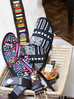 Chic Duo Ankara Slip-Ons - Set of 2 Handmade Black and Pink African Print Slides Chic Duo Ankara Slip-Ons - Set of 2 Handmade Black and Pink African Print Slides