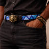 Beaded belt and lion buckle details Assorted Maasai Beaded Leather Belts - Authentic African Accessories
