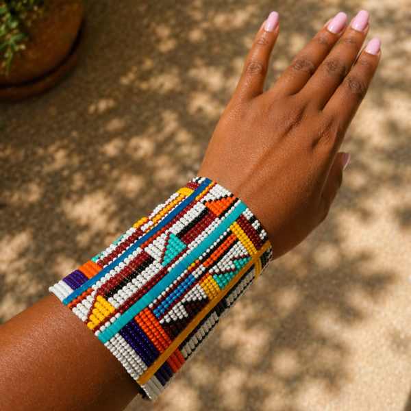 Multicolored Maasai beaded bracelet - handmade African jewelry