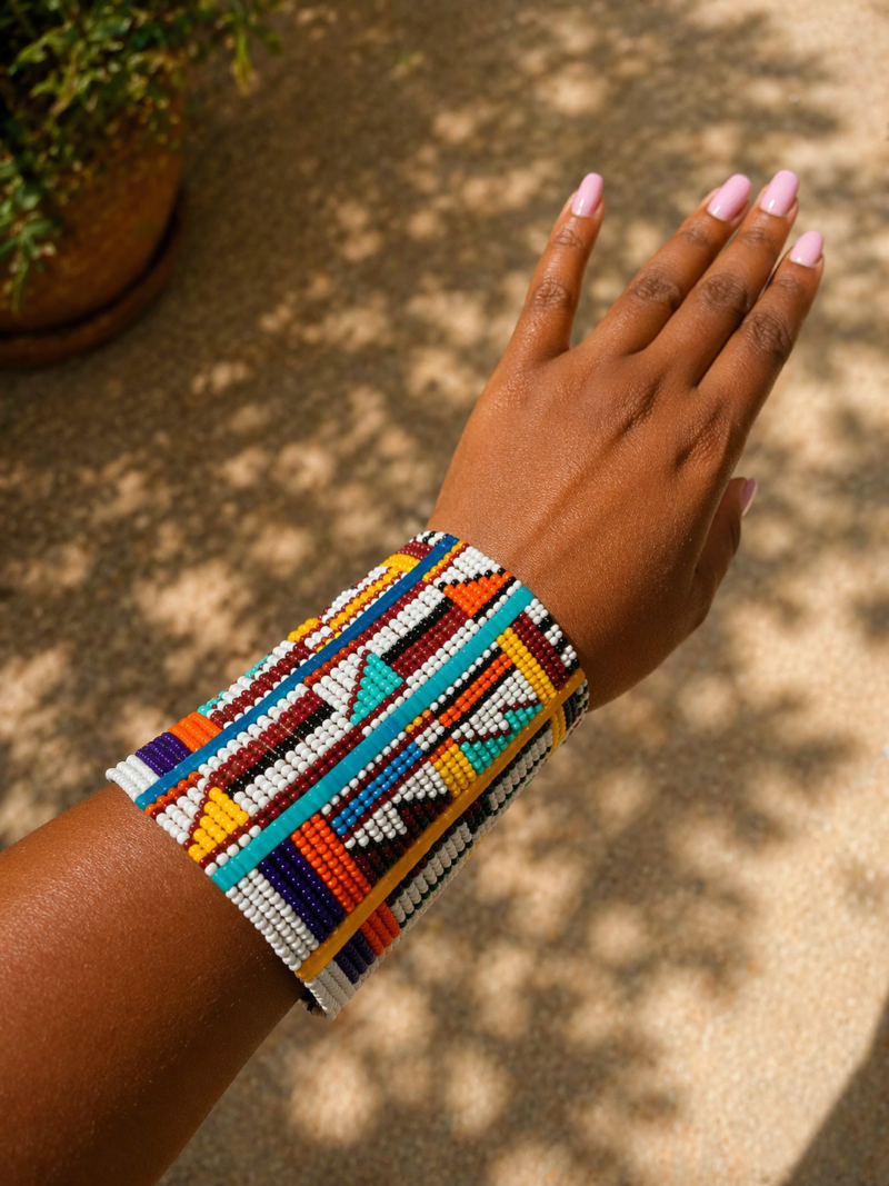 Multicolored Maasai beaded bracelet - handmade African jewelry