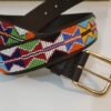 Tribal Harmony Beaded Leather Belt – Red, White, Blue & Green Design Tribal Harmony Beaded Leather Belt – Red, White, Blue & Green Design