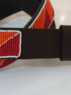 Orange Beaded Leather Belt – Bold African Craftsmanship Orange Beaded Leather Belt - Bold African Craftsmanship