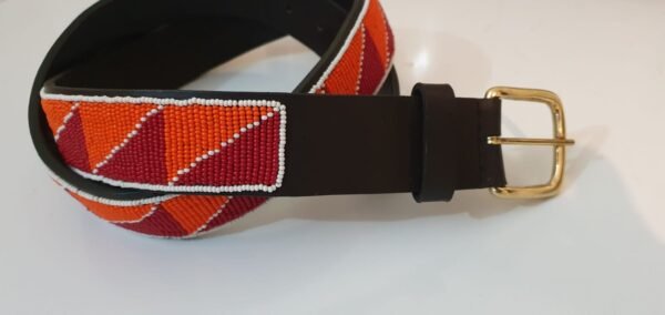 Orange Beaded Leather Belt – Bold African Craftsmanship Orange Beaded Leather Belt - Bold African Craftsmanship