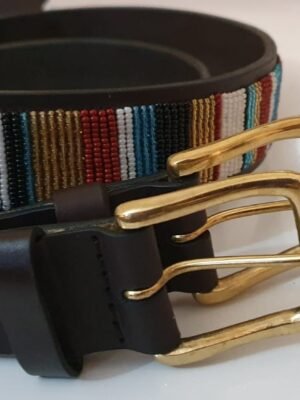Radiant Multicolor Beaded Leather Belt – Bold African Design Radiant Multicolor Beaded Leather Belt – Bold African Design