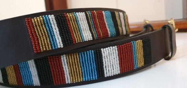 Radiant Multicolor Beaded Leather Belt – Bold African Design Radiant Multicolor Beaded Leather Belt – Bold African Design