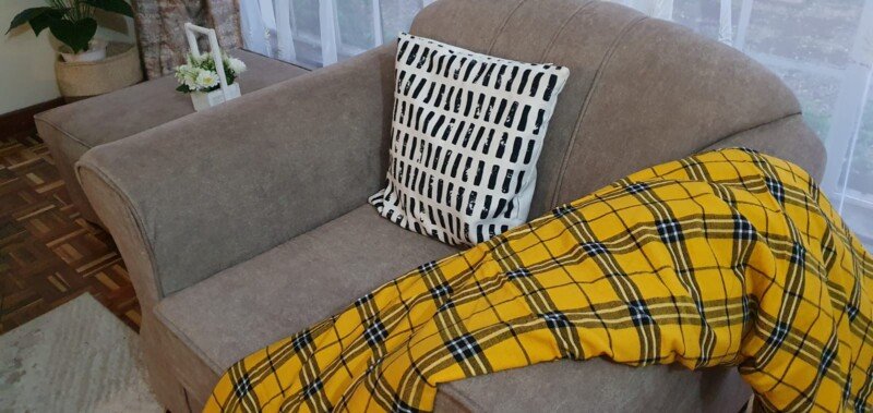 Vibrant Yellow Maasai Shuka Blanket – Authentic Handwoven African Wrap