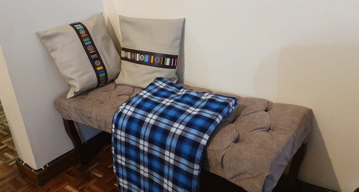 Blue and White Striped Maasai Shuka Blanket