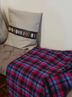 Red and Blue Striped Maasai Shuka Blanket