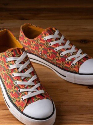 Vibrant Orange Ankara Converse Sneakers Vibrant Orange Ankara Converse Sneakers